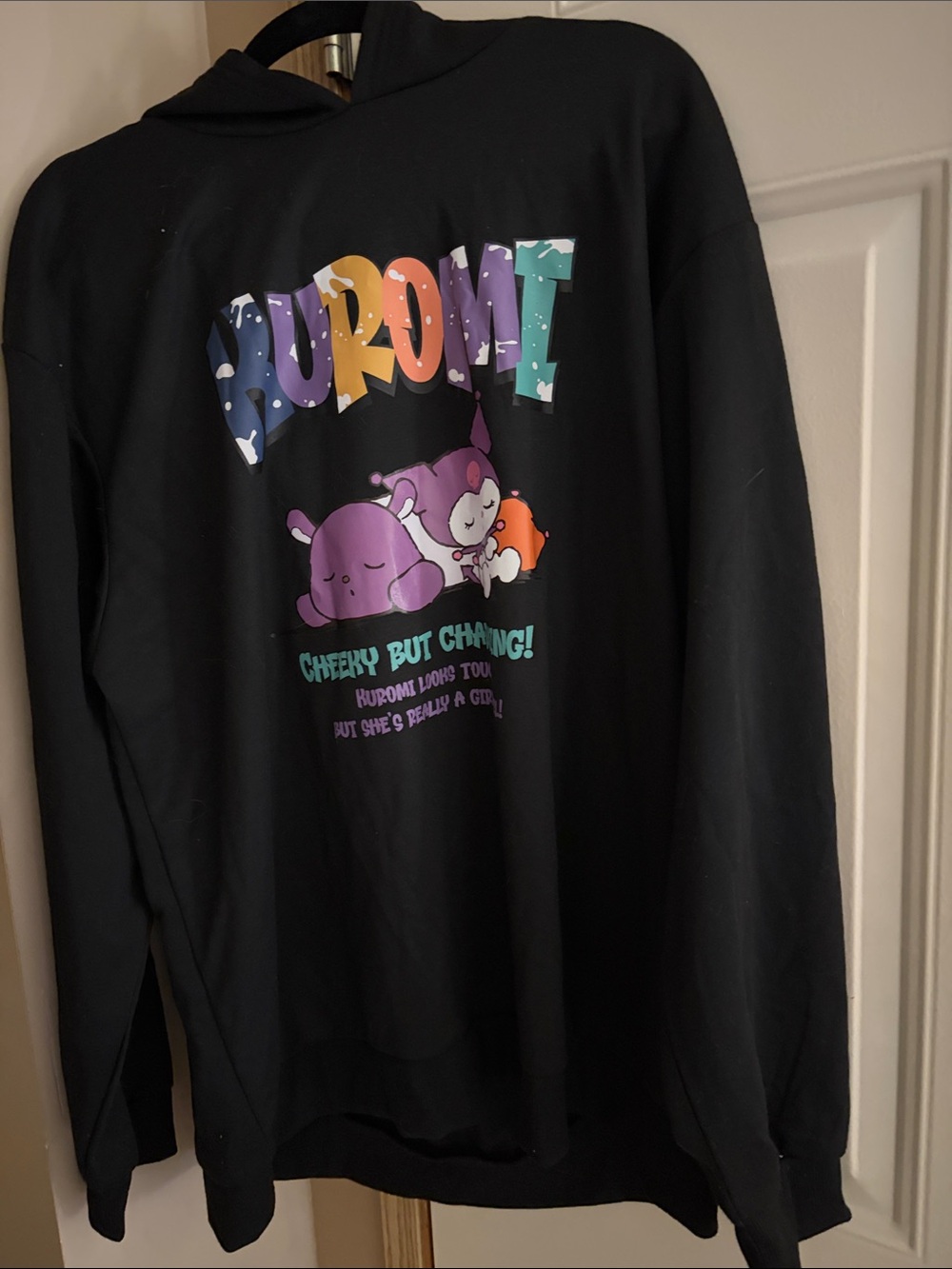 AUTHENTIC SANRIO KUROMI BNWT Black Graphic Cotton Hoodie from Japan